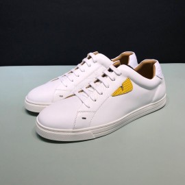 Fendi Fashion Leather Lace Up Casual Sneakers For Men White