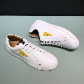 Fendi Fashion Leather Lace Up Casual Sneakers For Men White