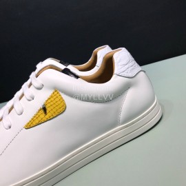 Fendi Fashion Leather Lace Up Casual Sneakers For Men White