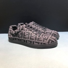Fendi Letter Canvas Leather Lace Up Casual Sneakers For Men 