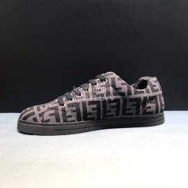 Fendi Letter Canvas Leather Lace Up Casual Sneakers For Men 