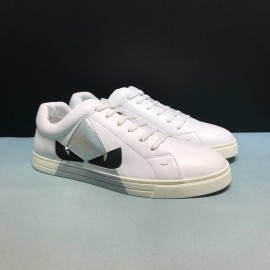 Fendi Summer Leather Casual Sneakers With Bag Bugs Eyes For Men Silver