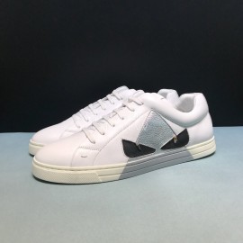 Fendi Summer Leather Casual Sneakers With Bag Bugs Eyes For Men Silver