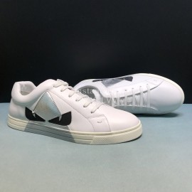 Fendi Summer Leather Casual Sneakers With Bag Bugs Eyes For Men Silver