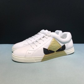 Fendi Summer Leather Casual Sneakers With Bag Bugs Eyes For Men Gold