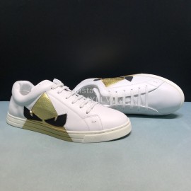 Fendi Summer Leather Casual Sneakers With Bag Bugs Eyes For Men Gold