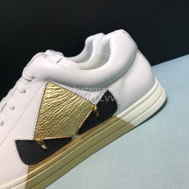 Fendi Summer Leather Casual Sneakers With Bag Bugs Eyes For Men Gold