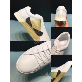 Fendi Summer Leather Casual Sneakers With Bag Bugs Eyes For Men Gold