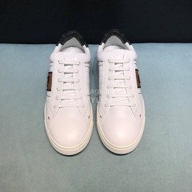 Fendi Embroidered Calf Leather Lace Up Sneakers White For Men