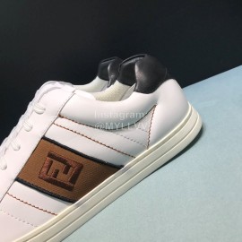 Fendi Embroidered Calf Leather Lace Up Sneakers White For Men
