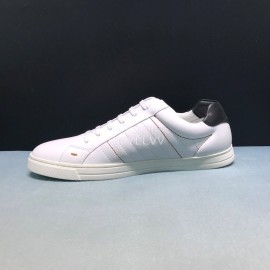 Fendi Embroidered Calf Leather Lace Up Sneakers White For Men