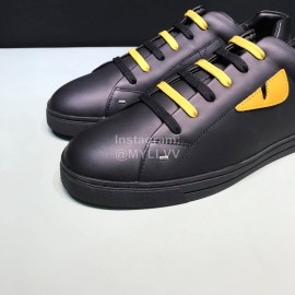 Fendi Leather Casual Lace Up Sneakers With Bag Bugs Eyes For Men Black