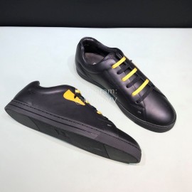 Fendi Leather Casual Lace Up Sneakers With Bag Bugs Eyes For Men Black