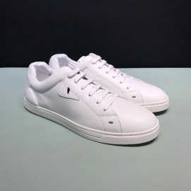 Fendi Leather Casual Lace Up Sneakers With Bag Bugs Eyes White For Men 