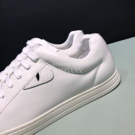 Fendi Leather Casual Lace Up Sneakers With Bag Bugs Eyes White For Men 
