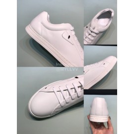 Fendi Leather Casual Lace Up Sneakers With Bag Bugs Eyes White For Men 