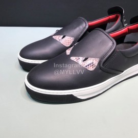 Fendi Leather Rivet Casual Sneakers With Bag Bugs Eyes For Men Black