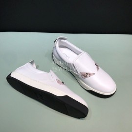 Fendi Leather Rivet Casual Sneakers With Bag Bugs Eyes For Men White