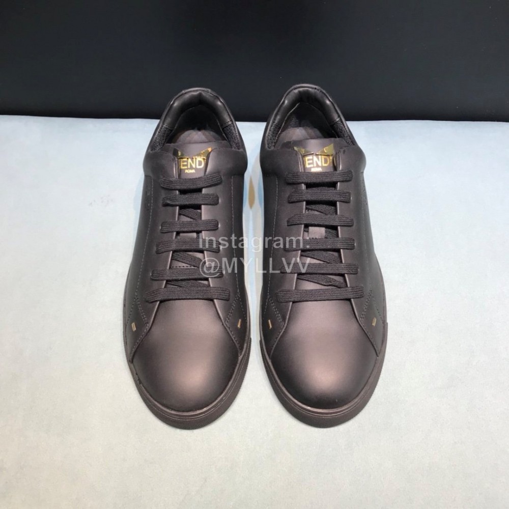 Fendi Leather Casual Sneakers For Men Black