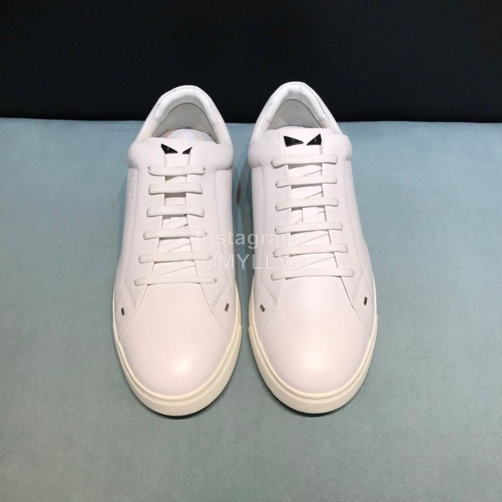 Fendi White Leather Casual Sneakers For Men 