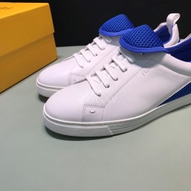 Fendi Leather Mesh Lace Up Casual Sneakers For Men Blue