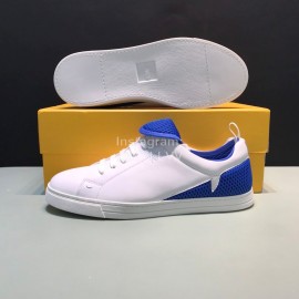 Fendi Leather Mesh Lace Up Casual Sneakers For Men Blue