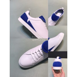 Fendi Leather Mesh Lace Up Casual Sneakers For Men Blue