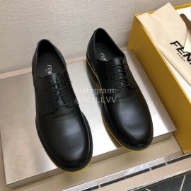 Fendi Black Calf Leather Lace Up Shoes For Men