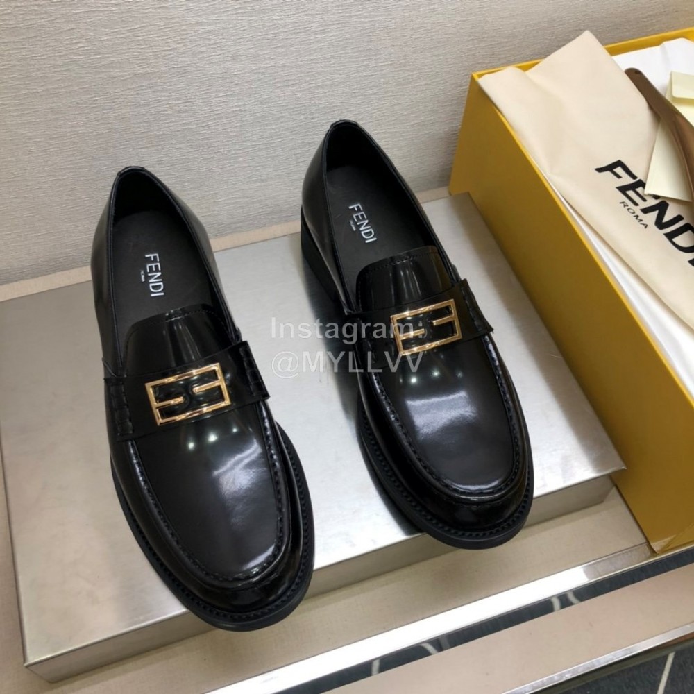 Fendi Calf Leather Shoes For Men Black