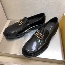 Fendi Calf Leather Shoes For Men Black