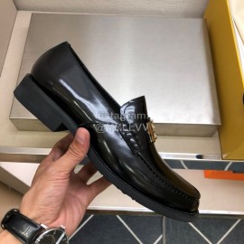 Fendi Calf Leather Shoes For Men Black