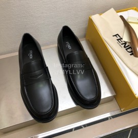 Fendi Black Calf Leather Shoes For Men