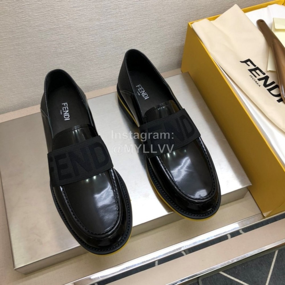 Fendi Calf Leather Casual Shoes For Men Black