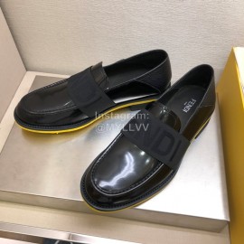 Fendi Calf Leather Casual Shoes For Men Black