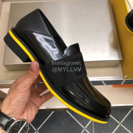 Fendi Calf Leather Casual Shoes For Men Black