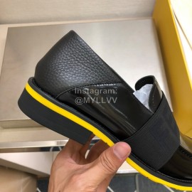Fendi Calf Leather Casual Shoes For Men Black