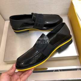 Fendi Calf Leather Casual Shoes For Men Black