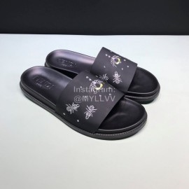 Fendi Embroidered Silk Cowhide Casual Slippers For Men Black