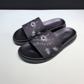 Fendi Embroidered Silk Cowhide Casual Slippers For Men Black