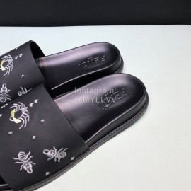 Fendi Embroidered Silk Cowhide Casual Slippers For Men Black