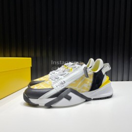 Fendi Leather Nylon Thick Soled Sneakers For Men 