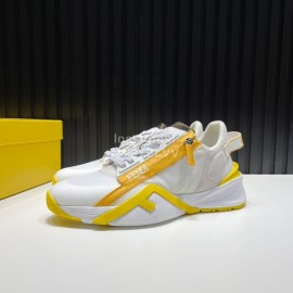 Fendi Leather Nylon Thick Soled Sneakers For Men Yellow