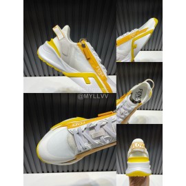 Fendi Leather Nylon Thick Soled Sneakers For Men Yellow