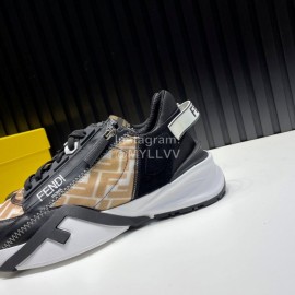 Fendi Leather Nylon Thick Soled Sneakers For Men Khaki