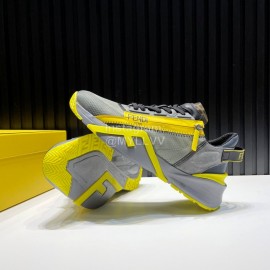 Fendi Leather Nylon Thick Soled Sneakers Yellow For Men 