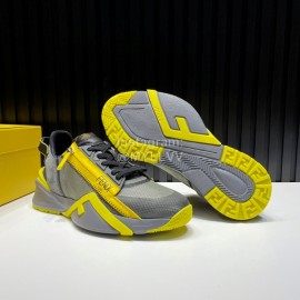 Fendi Leather Nylon Thick Soled Sneakers Yellow For Men 