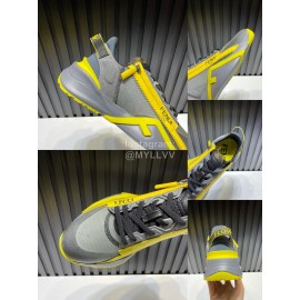 Fendi Leather Nylon Thick Soled Sneakers Yellow For Men 