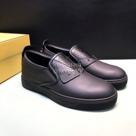 Fendi Matte Calfskin Casual Shoes With Bag Bugs Eyes For Men Black