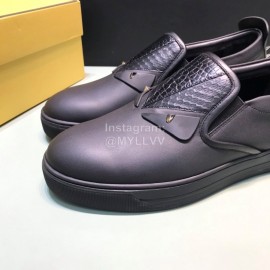Fendi Matte Calfskin Casual Shoes With Bag Bugs Eyes For Men Black