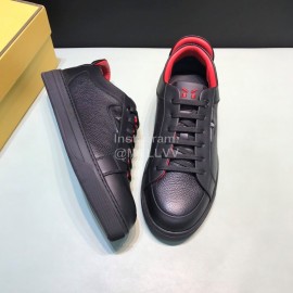 Fendi Black Matte Calfskin Casual Shoes With Bag Bugs Eyes For Men